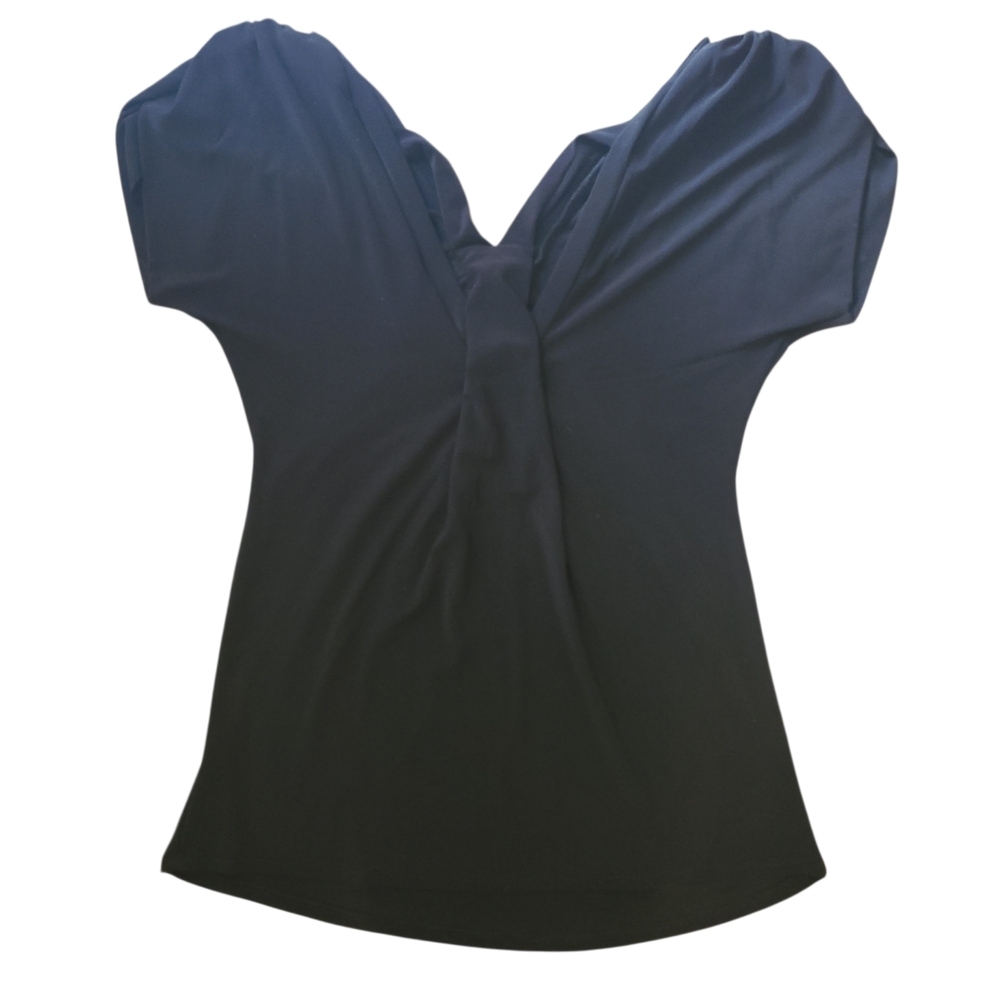 Daytrip by Buckle Metallic Silver Ruched V-Neck Top Women’s Small - Picture 4 of 10